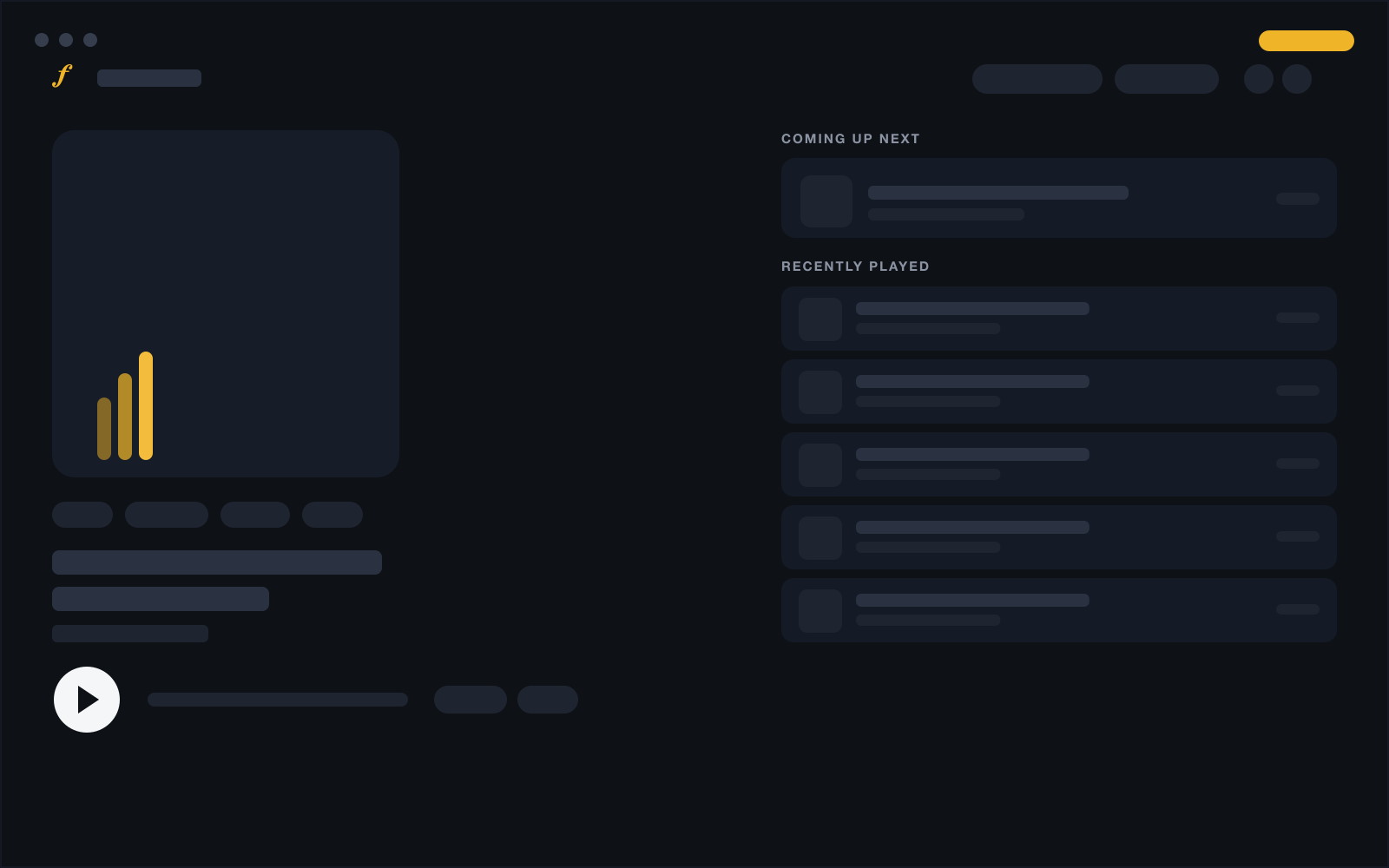 Preview: Fortesonic main player in dark theme